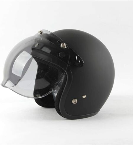 Retro Motorcycle Bubble Visor Wind Shield Lens Universal For Standard 3-Snap Open Face Helmets(Smoke) in Saudi Arabia