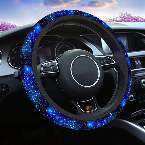أغطية عجلة القيادة Swono Galaxy Blue Universal 15 بوصة أغطية عجلة قيادة السيارة الجميلة Galaxy and Star اللطيفة للرجال والنساء والفتيات وإكسسوارات السيارات in Kuwait