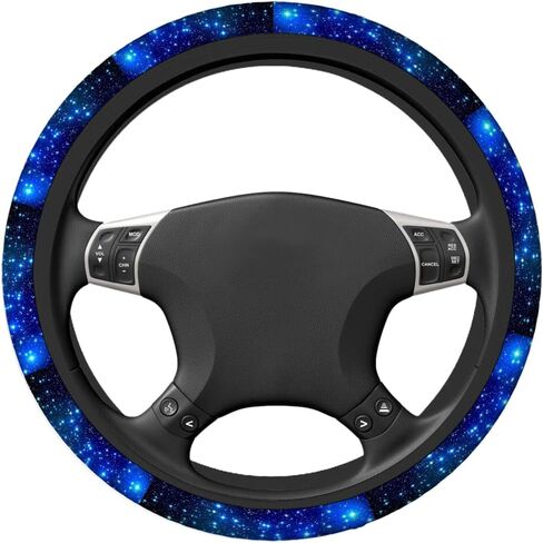 أغطية عجلة القيادة Swono Galaxy Blue Universal 15 بوصة أغطية عجلة قيادة السيارة الجميلة Galaxy and Star اللطيفة للرجال والنساء والفتيات وإكسسوارات السيارات in Kuwait