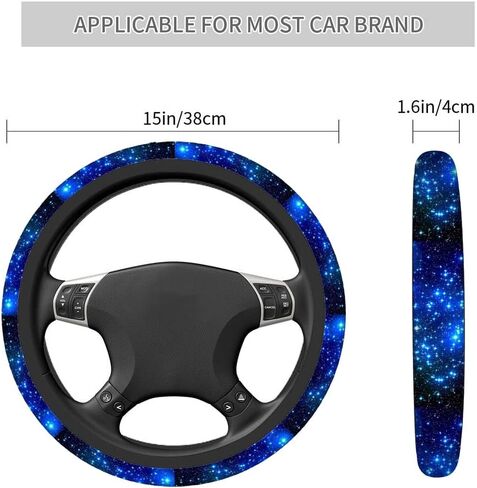 أغطية عجلة القيادة Swono Galaxy Blue Universal 15 بوصة أغطية عجلة قيادة السيارة الجميلة Galaxy and Star اللطيفة للرجال والنساء والفتيات وإكسسوارات السيارات in Kuwait