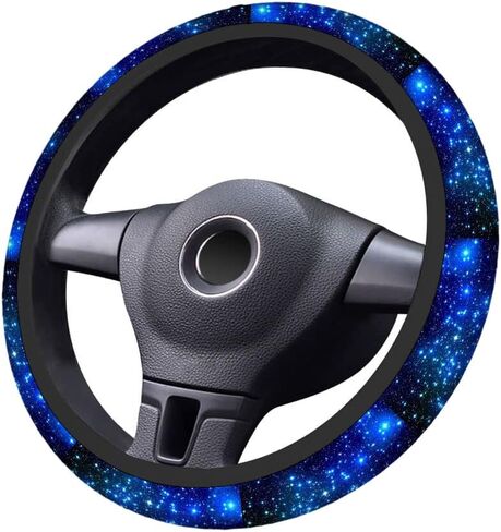 أغطية عجلة القيادة Swono Galaxy Blue Universal 15 بوصة أغطية عجلة قيادة السيارة الجميلة Galaxy and Star اللطيفة للرجال والنساء والفتيات وإكسسوارات السيارات in Kuwait