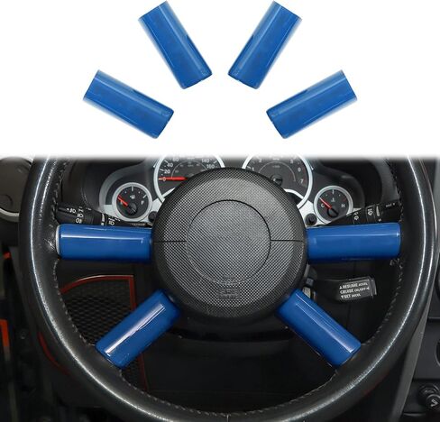 ل Jeep JK عجلة القيادة الكسوة الأزرق ل جيب رانجلر JK JKU 2007 2008 2009 2010 الأزرق الداخلية اكسسوارات 4 قطعة in Kuwait
