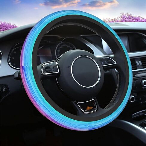 Swono Galaxy Blue Universal 15" Steering Wheel Covers Beautiful Galaxy and Star Cute Car Steering Wheel Cover for Men Women Girls Car Accessories in Kuwait