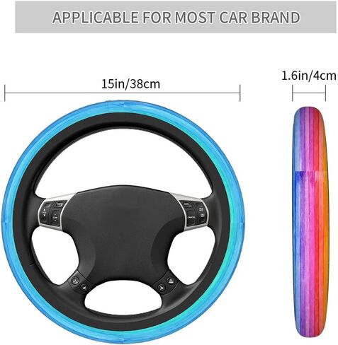 Swono Galaxy Blue Universal 15" Steering Wheel Covers Beautiful Galaxy and Star Cute Car Steering Wheel Cover for Men Women Girls Car Accessories in Kuwait