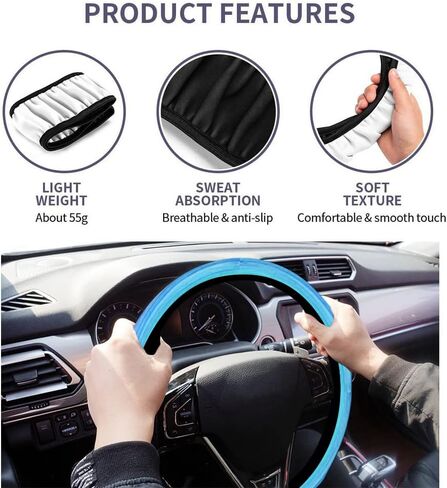 Swono Galaxy Blue Universal 15" Steering Wheel Covers Beautiful Galaxy and Star Cute Car Steering Wheel Cover for Men Women Girls Car Accessories in Kuwait