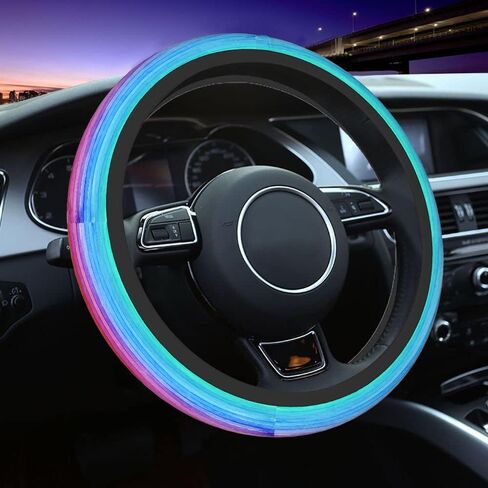 Swono Galaxy Blue Universal 15" Steering Wheel Covers Beautiful Galaxy and Star Cute Car Steering Wheel Cover for Men Women Girls Car Accessories in Kuwait