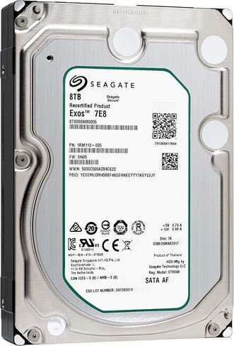 محرك الأقراص الصلبة Seagate Exos 7E8 8 تيرابايت 512e SATA 256 ميجابايت كاش 3.5 بوصة (ST8000NM0055) (متجدد) in Saudi Arabia