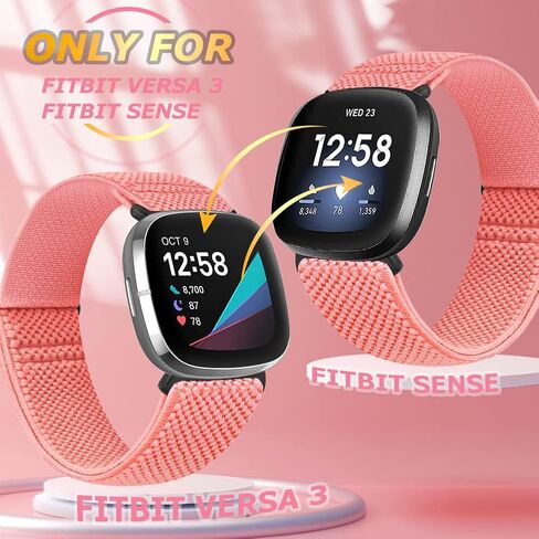 10 عبوات من أشرطة مطاطية من Tiptops متوافقة مع أحزمة Fitbit Sense/Fitbit Versa 3 أحزمة Fitbit Versa 4 للنساء والرجال/Fitbit Sense 2، حزام رياضي بحلقة فردية من النايلون قابل للتعديل in Saudi Arabia