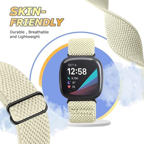 10 عبوات من أشرطة مطاطية من Tiptops متوافقة مع أحزمة Fitbit Sense/Fitbit Versa 3 أحزمة Fitbit Versa 4 للنساء والرجال/Fitbit Sense 2، حزام رياضي بحلقة فردية من النايلون قابل للتعديل in Saudi Arabia
