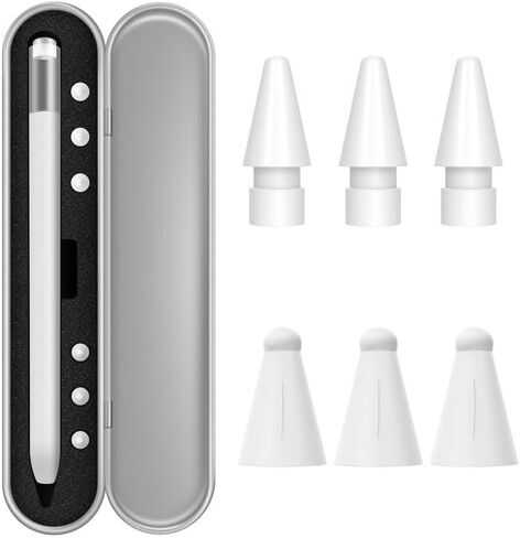 AGVEE iPencil (USB-C) Case with Storage Carrying Box & 3 Pcs Replacement Tips & 3 Pcs Silicone Fiber Nibs Sleeve Covers Skin for Apple Pencil USB-C, Black in Saudi Arabia