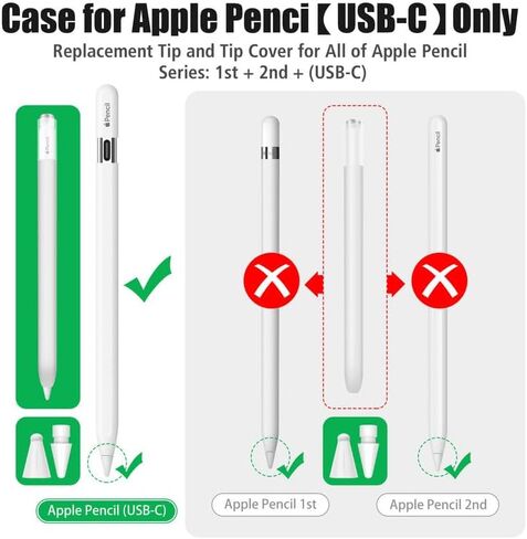 AGVEE iPencil (USB-C) Case with Storage Carrying Box & 3 Pcs Replacement Tips & 3 Pcs Silicone Fiber Nibs Sleeve Covers Skin for Apple Pencil USB-C, Black in Saudi Arabia