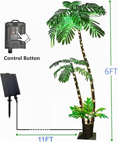 Lighted Palm Trees for Outside Patio, Artificial Palm Tree 6Ft LED Christmas Tree Fake Tropical Plant Light for Tiki Bar Pool Porch Deck Party-Fern in Saudi Arabia