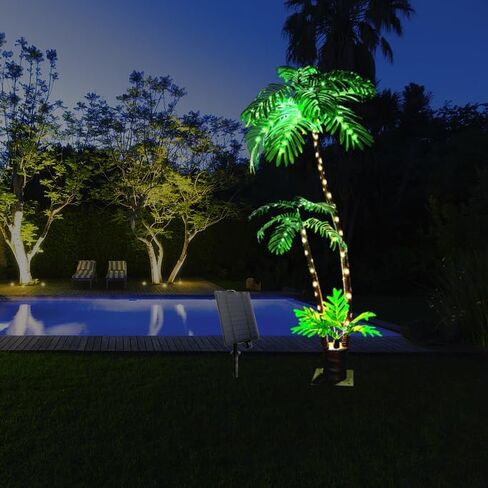 Lighted Palm Trees for Outside Patio, Artificial Palm Tree 6Ft LED Christmas Tree Fake Tropical Plant Light for Tiki Bar Pool Porch Deck Party-Fern in Saudi Arabia