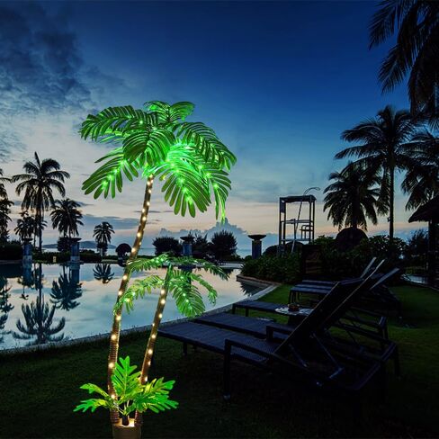 Lighted Palm Trees for Outside Patio, Artificial Palm Tree 6Ft LED Christmas Tree Fake Tropical Plant Light for Tiki Bar Pool Porch Deck Party-Fern in Saudi Arabia