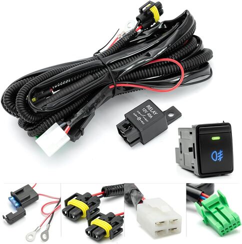 H11 H8 Fog Light Wiring Harness for 2014-2023 Nissan Altima Frontier Versa Sentra Rouge w/OEM Style ON/Off Switch Kit & 40A 4-Pin Relay Fog Lamps Socket Wire Connector for LED Fog Driving Lights in Saudi Arabia