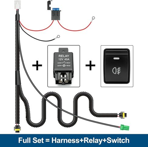 H11 H8 Fog Light Wiring Harness for 2014-2023 Nissan Altima Frontier Versa Sentra Rouge w/OEM Style ON/Off Switch Kit & 40A 4-Pin Relay Fog Lamps Socket Wire Connector for LED Fog Driving Lights in Saudi Arabia