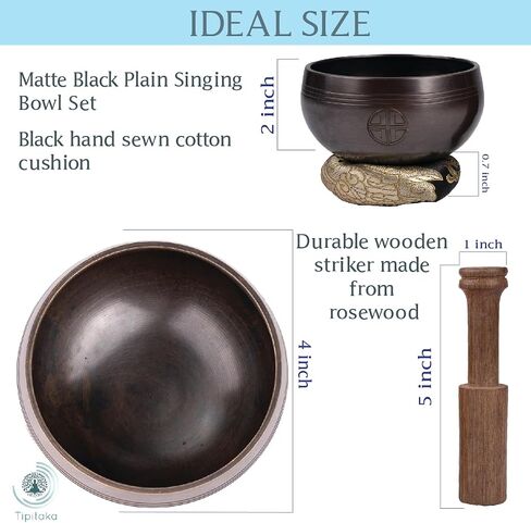 3.5 inch Black Color Full Moon Singing Bowl Set - Yoga and Meditation Sound Healing Meditation Sound Bowl for Mindfulness and relaxation, Sound Healing Musical Instrument in Saudi Arabia