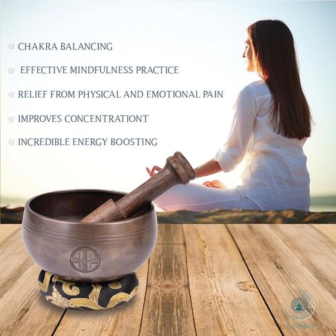 3.5 inch Black Color Full Moon Singing Bowl Set - Yoga and Meditation Sound Healing Meditation Sound Bowl for Mindfulness and relaxation, Sound Healing Musical Instrument in Saudi Arabia