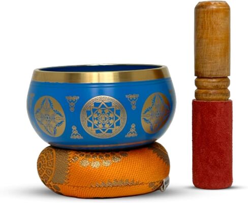مجموعة وعاء الغناء التبتي من الطبيعة - سهلة اللعب - وعاء صوت للتأمل مصنوع يدويًا في نيبال لليوجا واليقظة وشفاء الشاكرا وتخفيف التوتر - هدايا روحية للنساء والرجال (3.5 بوصة، أسود) in Kuwait