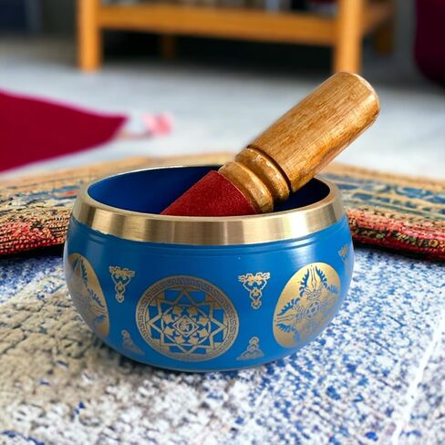 مجموعة وعاء الغناء التبتي من الطبيعة - سهلة اللعب - وعاء صوت للتأمل مصنوع يدويًا في نيبال لليوجا واليقظة وشفاء الشاكرا وتخفيف التوتر - هدايا روحية للنساء والرجال (3.5 بوصة، أسود) in Kuwait