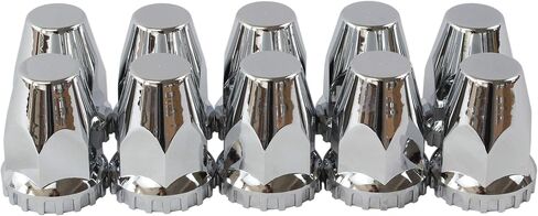 33mm Chrome ABS Plastic Screw-on Standard or Spiked Lug Nut Covers Pack of 10 (Standard) in Saudi Arabia