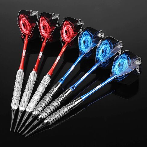 CyeeLife 18 Gram Soft tip Darts with 2Designs,4 Colors Aluminium shafts with Rubber Rings,100 Extra Tips and Dart Tool in Saudi Arabia