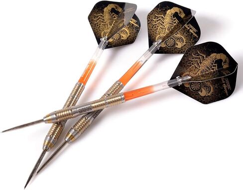CUESOUL Black Scorpion 22/24/26 Grams Tungsten Steel Tip Dart Set,Barrel with Titanium Coated Finished in Saudi Arabia