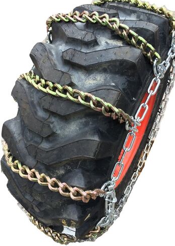 TireChain.com Compatible with Mahindra 3640 PST Cab R4 Front 12x16.5 Square Link Tire Chains in Saudi Arabia