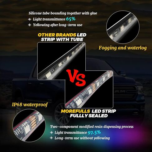 طقم إضاءة LED تحت التوهج بلون الأحلام - 6 قطع IP68 خارجية مقاومة للماء من النيون تحت السيارة مع شريط تحت الجسم مع التحكم في التطبيق، طقم أضواء الصخور لمطاردة الألوان عن بعد لجميع سيارات الدفع الرباعي والشاحنات in Kuwait