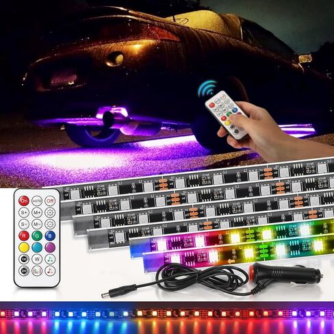 6 قطع Dreamcolor Chasing Underglow Kit للسيارات والشاحنات وسيارات الدفع الرباعي وعربة الجولف RV مع جهاز التحكم عن بعد، 264 مصباح LED RGB-IC أضواء تحت الجسم، أضواء شريط نيون متعددة الألوان إضاءة خارجية مقاومة للماء 12 فولت in Kuwait