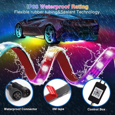 6 قطع Dreamcolor Chasing Underglow Kit للسيارات والشاحنات وسيارات الدفع الرباعي وعربة الجولف RV مع جهاز التحكم عن بعد، 264 مصباح LED RGB-IC أضواء تحت الجسم، أضواء شريط نيون متعددة الألوان إضاءة خارجية مقاومة للماء 12 فولت in Kuwait