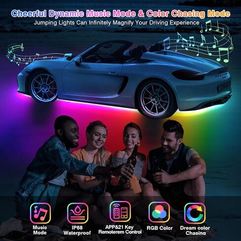 6 قطع Dreamcolor Chasing Underglow Kit للسيارات والشاحنات وسيارات الدفع الرباعي وعربة الجولف RV مع جهاز التحكم عن بعد، 264 مصباح LED RGB-IC أضواء تحت الجسم، أضواء شريط نيون متعددة الألوان إضاءة خارجية مقاومة للماء 12 فولت in Kuwait