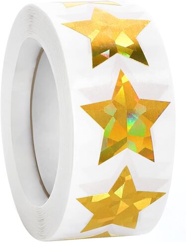 500 قطعة من ملصقات النجوم الذهبية المجسمة لمكافآت الأطفال، ملصقات رقائق معدنية لامعة ذاتية اللصق مقاس 1 بوصة، ملصقات نجوم لامعة، ملصقات مخطط سلوك المكافآت لطلاب المدارس والمعلمين in Kuwait