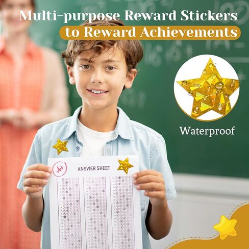 500 قطعة من ملصقات النجوم الذهبية المجسمة لمكافآت الأطفال، ملصقات رقائق معدنية لامعة ذاتية اللصق مقاس 1 بوصة، ملصقات نجوم لامعة، ملصقات مخطط سلوك المكافآت لطلاب المدارس والمعلمين in Kuwait