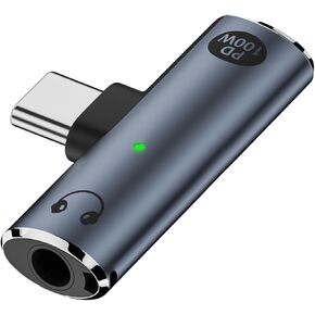 USB C to Audio Jack Adapter with 100W Fast Charging, 2-in-1 USB Type-C to 3.5mm Female Headphone Compatible with iPhone 16/15 Series, iPad, MacBook and More (Grey)