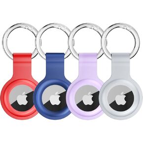 Air 4 Pack Tags Holder Case Keychain Silicone Shockproof for Apple GPS Tracker Item Tag Finders Air Tracker Tags Accessories Ultra Durable Anti Lost Protective Case for Pets Packages Wallets Luggages