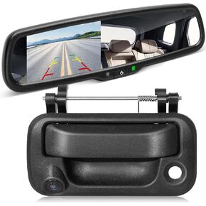 EWAY Tailgate Handle Backup Reverse Camera with 4.3" Rear View Mirror Monitor Kit for 2004-2016 Ford F150 F250 F350 F450 F550 Super Duty, Tailgate Latch Handle Rear Camera Rearview Mirror Replacement