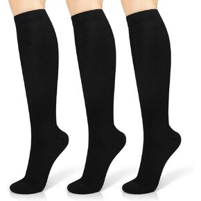 3-Pairs Compression Socks for Women Men (15-20 mmHg), Compression Stocking for Swelling, Nurse, Flight