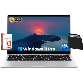 SAMSUNG Galaxy Book4 Business Laptop - Win 11 Pro & MS Office Lifetime, 15.6" FHD Display, Intel 10-Core 7-150U(up to 5.4 GHz), 16GB RAM, 1TB SSD, 14H Long Battery Life, with External CD/DVD Drive