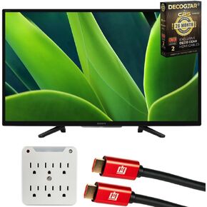 Sony 32-inch W830K HD LED HDR TV (2022) Bundle with 6-Outlet Surge Adapter with Night Light, 2X 4K HDMI Cable & Deco Gear CPS Exclusive 26 Month Protection Pack (BEACH-CPS-26500)