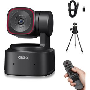 OBSBOT Tiny 2 Lite AI-Powered 4K UHD PTZ Webcam,W Tripod,1/2" CMOS Sensor 4X Digital Zoom AI Auto Tracking, Auto Zoom Gesture Control 2.0,LiveStream for Game/Meeting/Online Educate,W Tiny Smart Remote