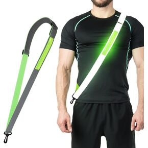 Rechargeable LED Reflective Belt Sash High Visibility Safety Gear for Night Walking, Dog Walking and Running, Adjustable for Men, Women and Kids Green