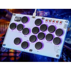 Leverless Controller M16 2025 ترقية All ButtonCrasade Controller PS5 للمفتاح ، الكمبيوتر ، PS5 ، PS4 ، PS3 ، Deck Steam ، leverless arcade stick مع Turbo & RGB & DIY Keycaps ، يدعم Hot-Swap & Socd