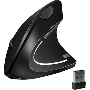 ASOYIOL Ergonomic Mouse Wireless,Vertical Mouse with USB Receiver 6 Buttons 800/1200/1600 Computer Mouse for Laptop PC(Right Hand,Black)