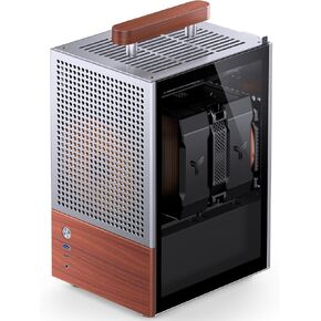 JONSBO T6 Black ITX PC Case, Mini Tower Aluminum Chassis, with Multifunctional Handle, Walnut (Solid Wood) Panel. MB:DTX/ITX,Black pc case in Kuwait