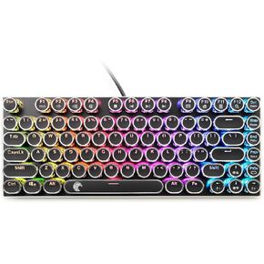 HUO JI E-Yooso Z-88 Typewriter RGB Mechanical Keyboard, Vintage Retro Style with Brown Switches, Compact 81 Keys Hot Swappable for PC, Mac, Black