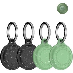 4 Pack Moto Tag Case with Keychain,Waterproof Silicone Moto Tag Holders,Protective Accessories for GPS Item Finders Accessories,Anti-Scratch, Shockproof & Dustproof (Black+Green)