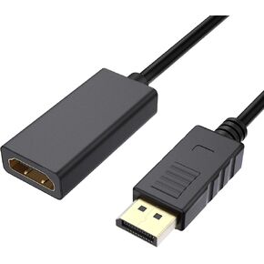 DP to HDMI Adapter 4K 30HZ Gold-Plated displayport Male to HDMI Female Converter with Audio-Black