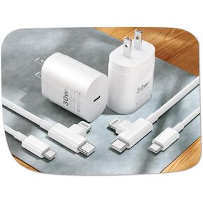 Charger for All i Phone [2025 Upgraded] 30W USB-C Fast Charger 2-Pack PD Charger Block with 6FT C to Lightning & C to Type C Cable 60W, Fast Charging for i Phone 16/15/14/13/12/11,iPad (WHITE2)