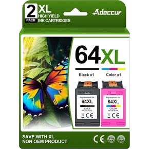 64XL Ink Cartridge Replacement for HP Ink 64 HP 64 Ink for HP 64XL Ink Cartridge Combo Pack Works with Envy Photo 7855 7858 6252 6255 7800 7100 7155 7158 Tango Series Printer (2 Pack)